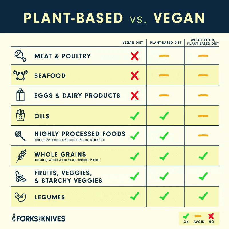 Plant Based vs Vegan Chart