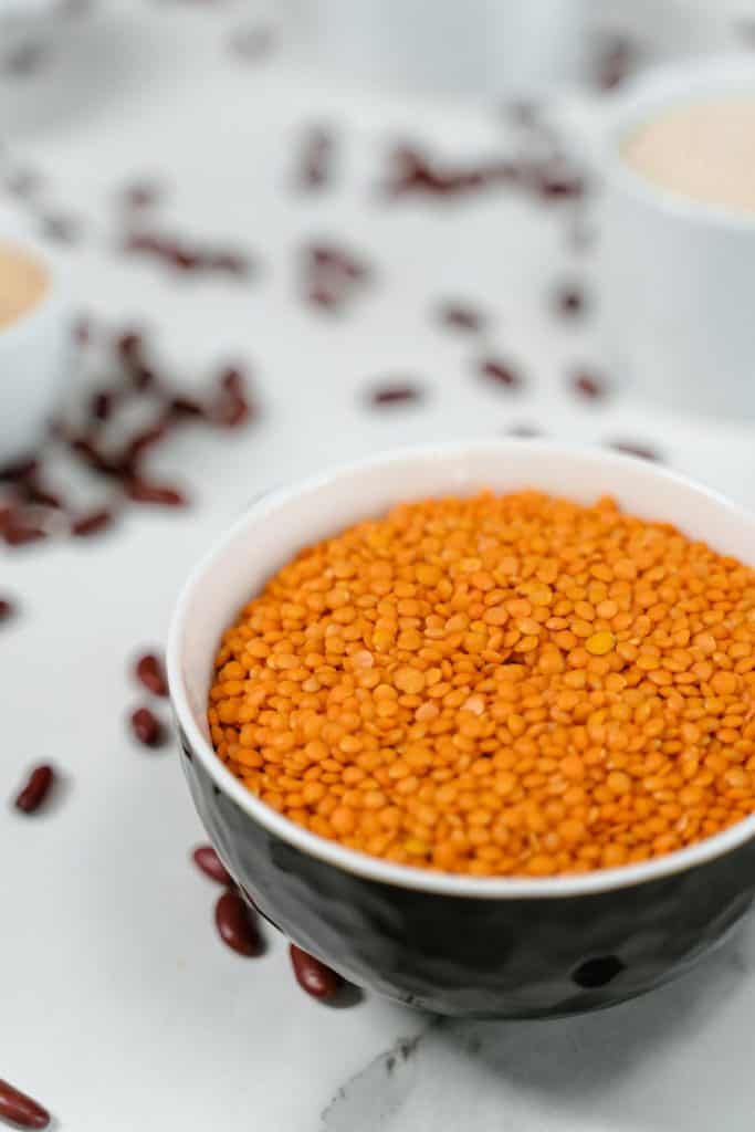 red lentils in white ceramic bowl
