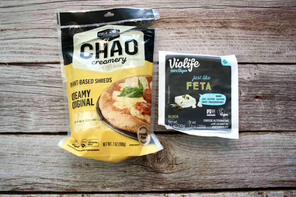 Vegan Feta Cheese and Chao Cheese Shreds