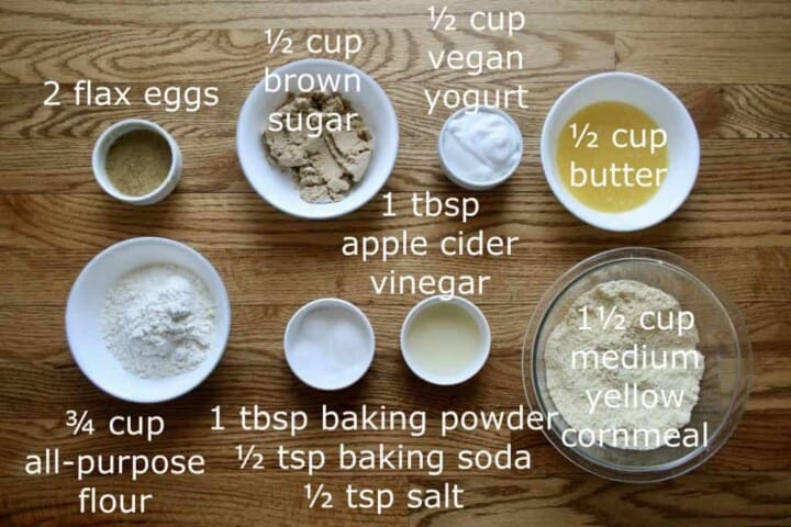 Ingredients for yellow cornbread