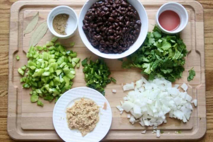 ingredients for savory black beans