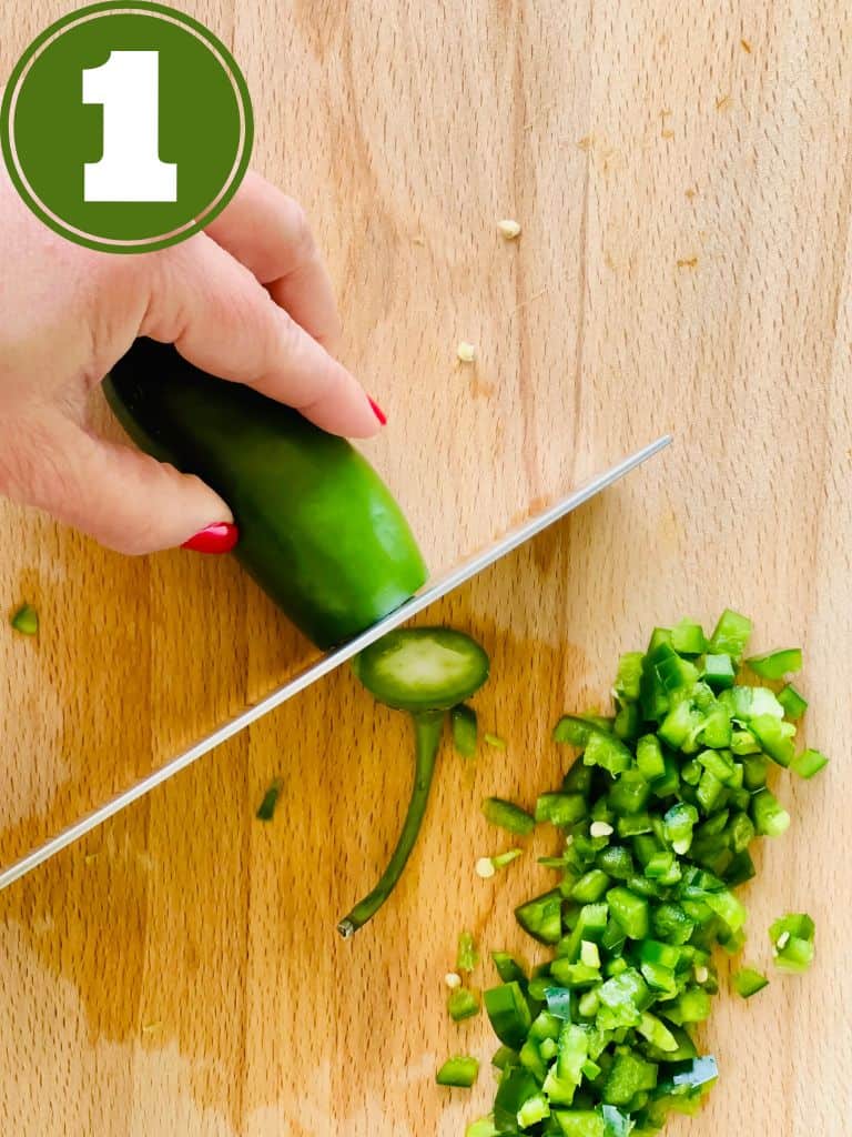 Step 1 how to dice jalapeno slicing the top