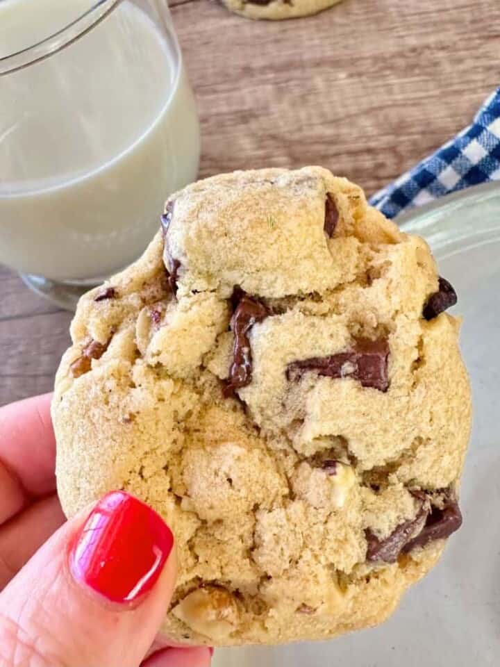 holding a cookie in a hand