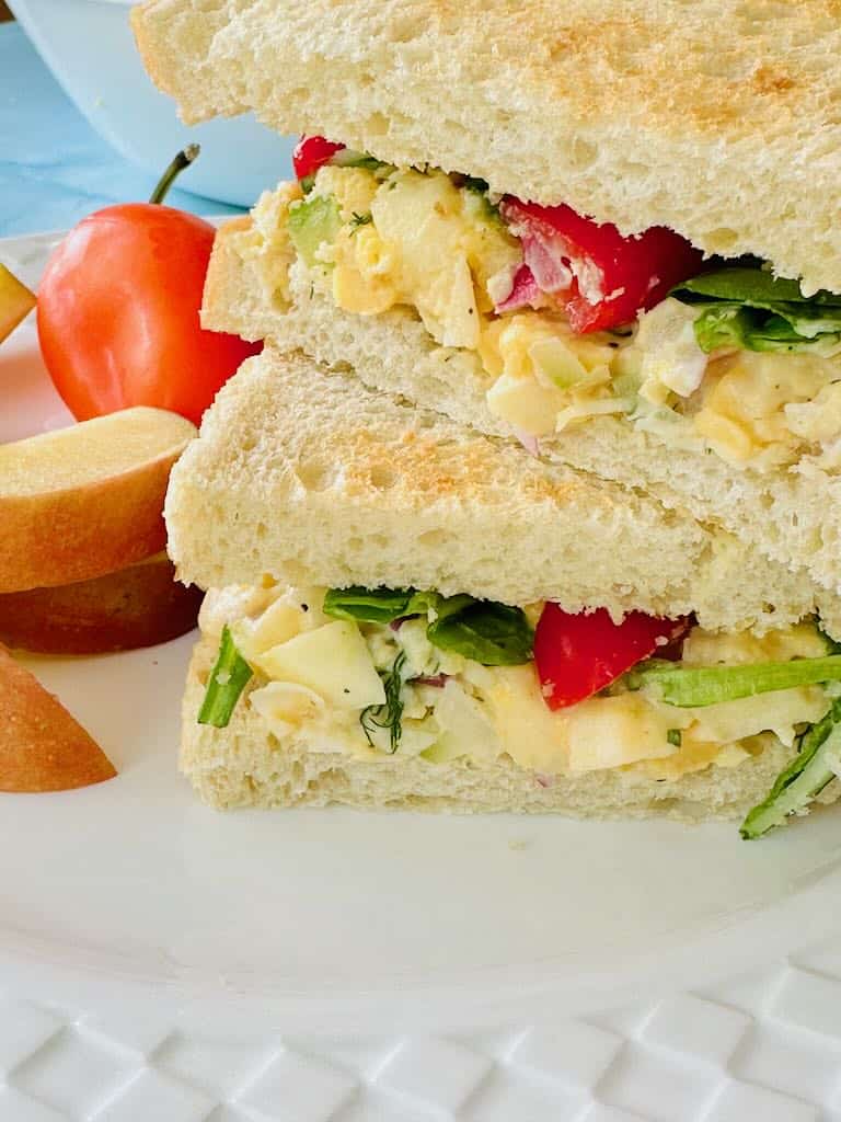 vegan chickpea salad in a sandwich