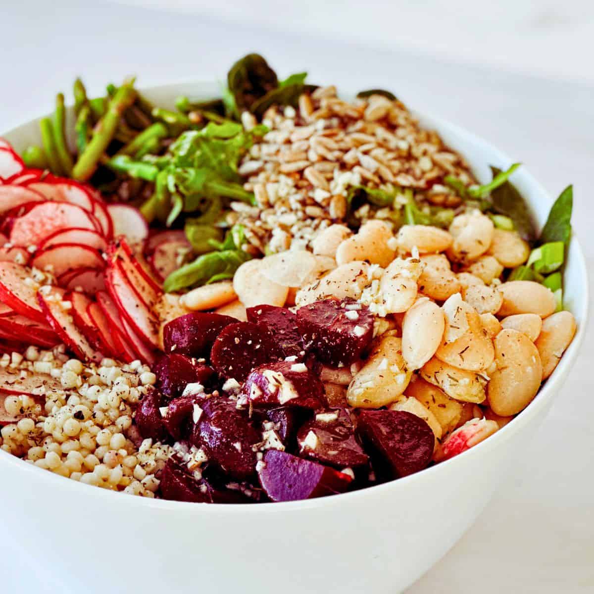 Vegan Pearl Couscous Salad - Nuts and Twigs