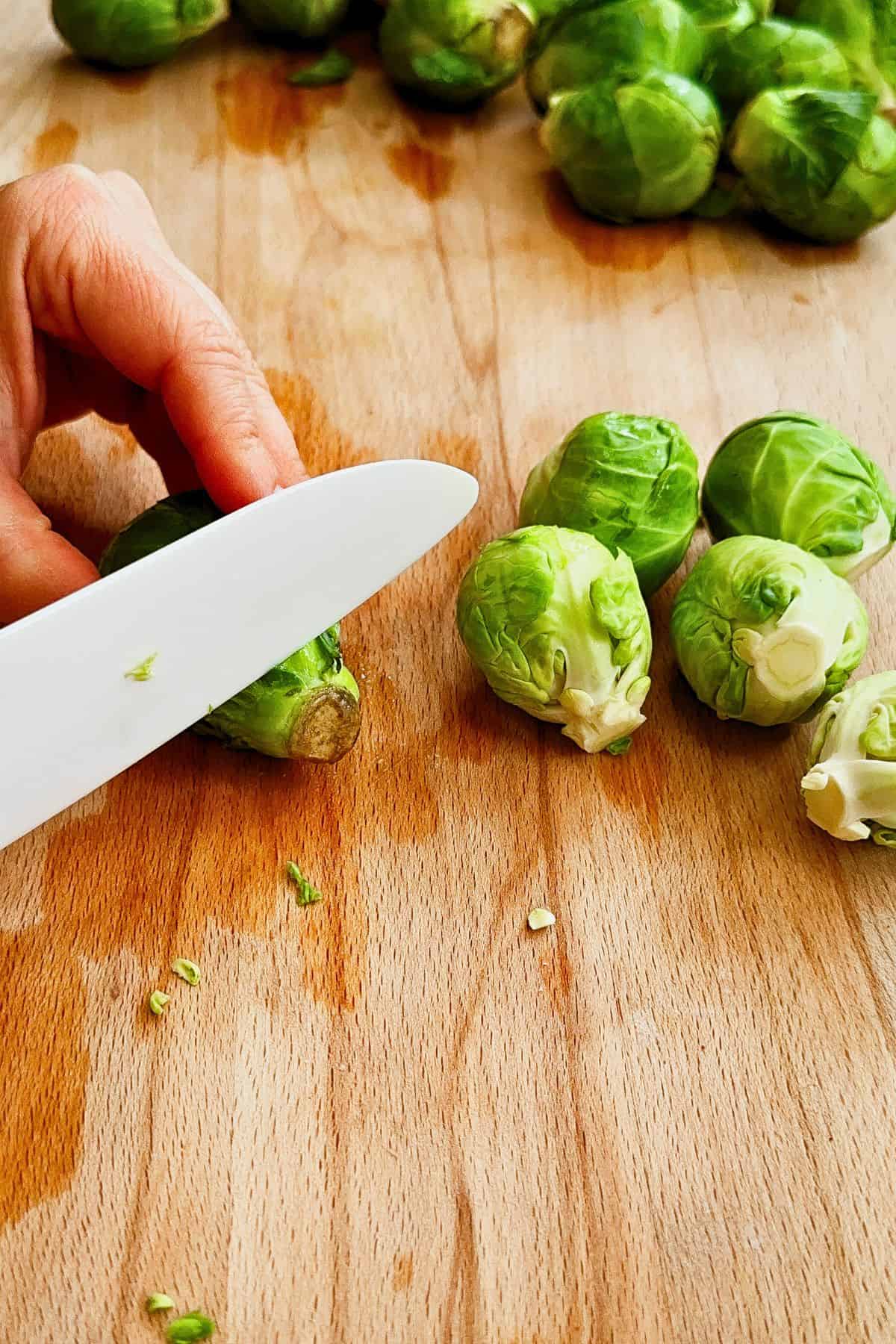 brussels sprouts ends being cut