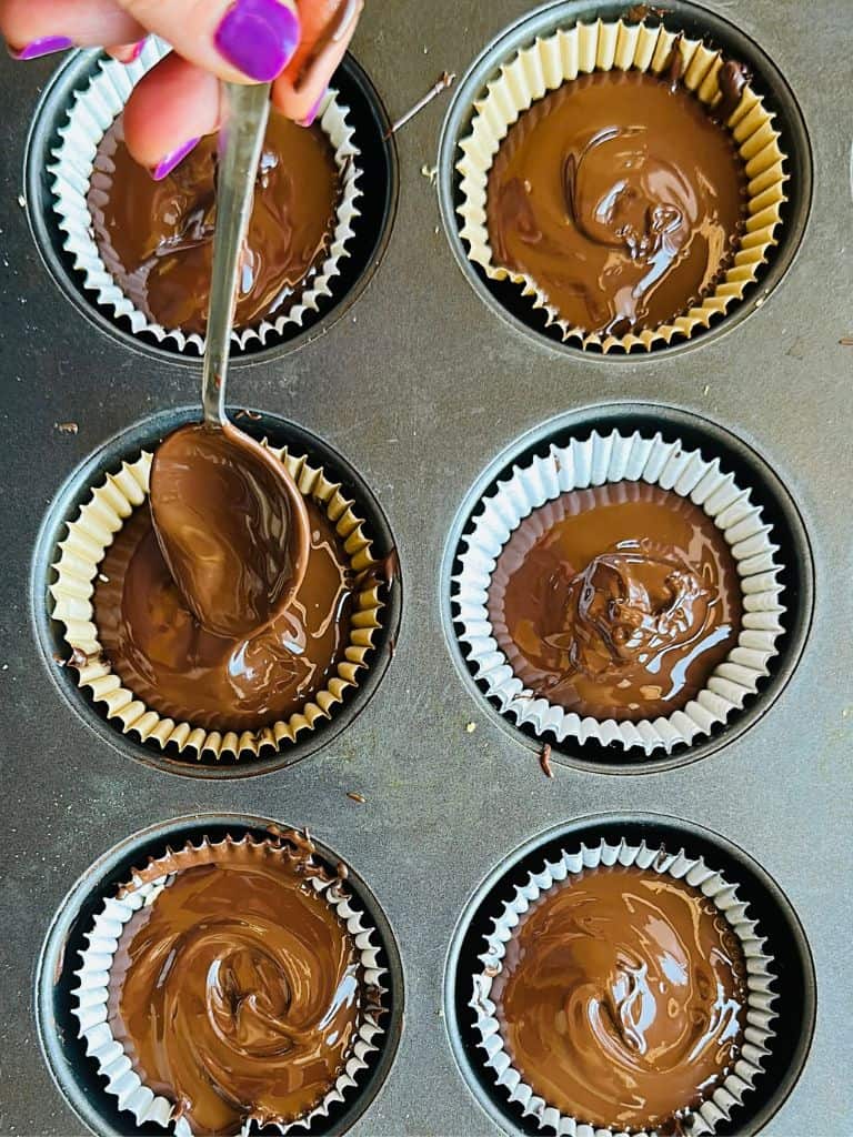 chocolate topping added to the pb cups