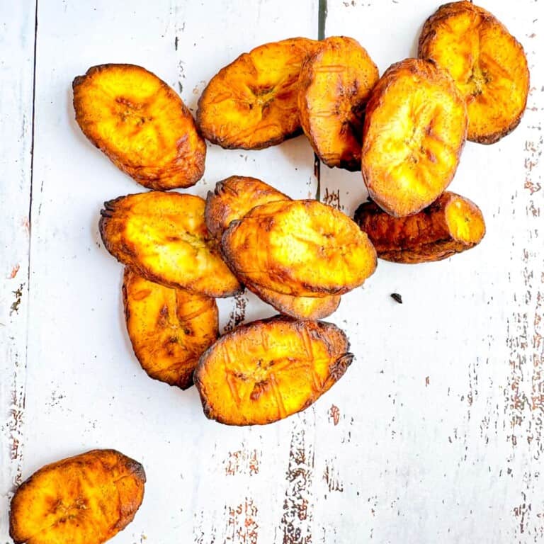 cooked air fried plantains on a table