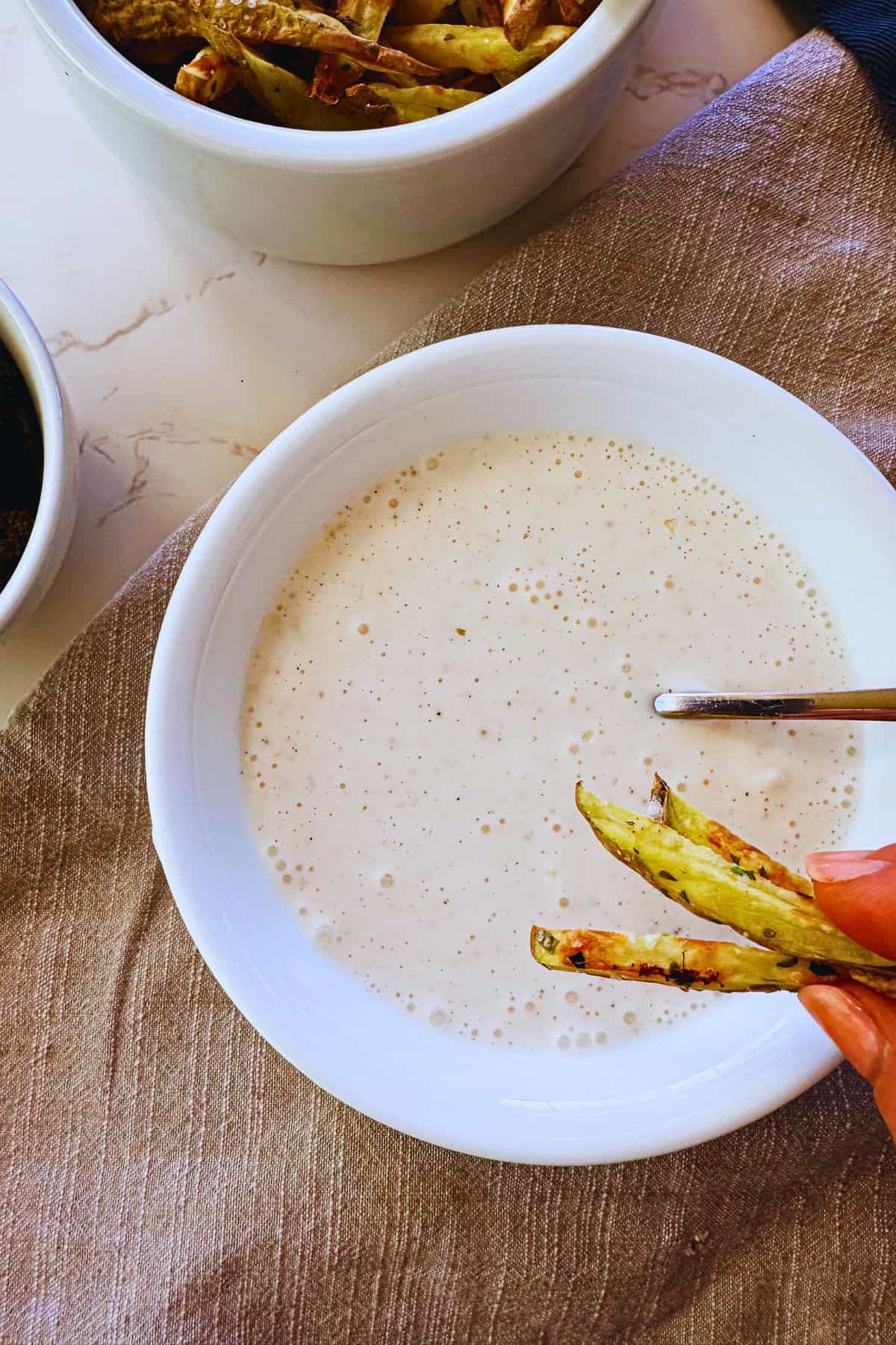 fries dipping in to easy vegan aioli