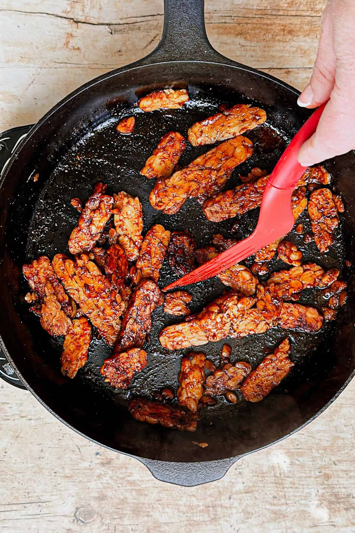 frying tempeh