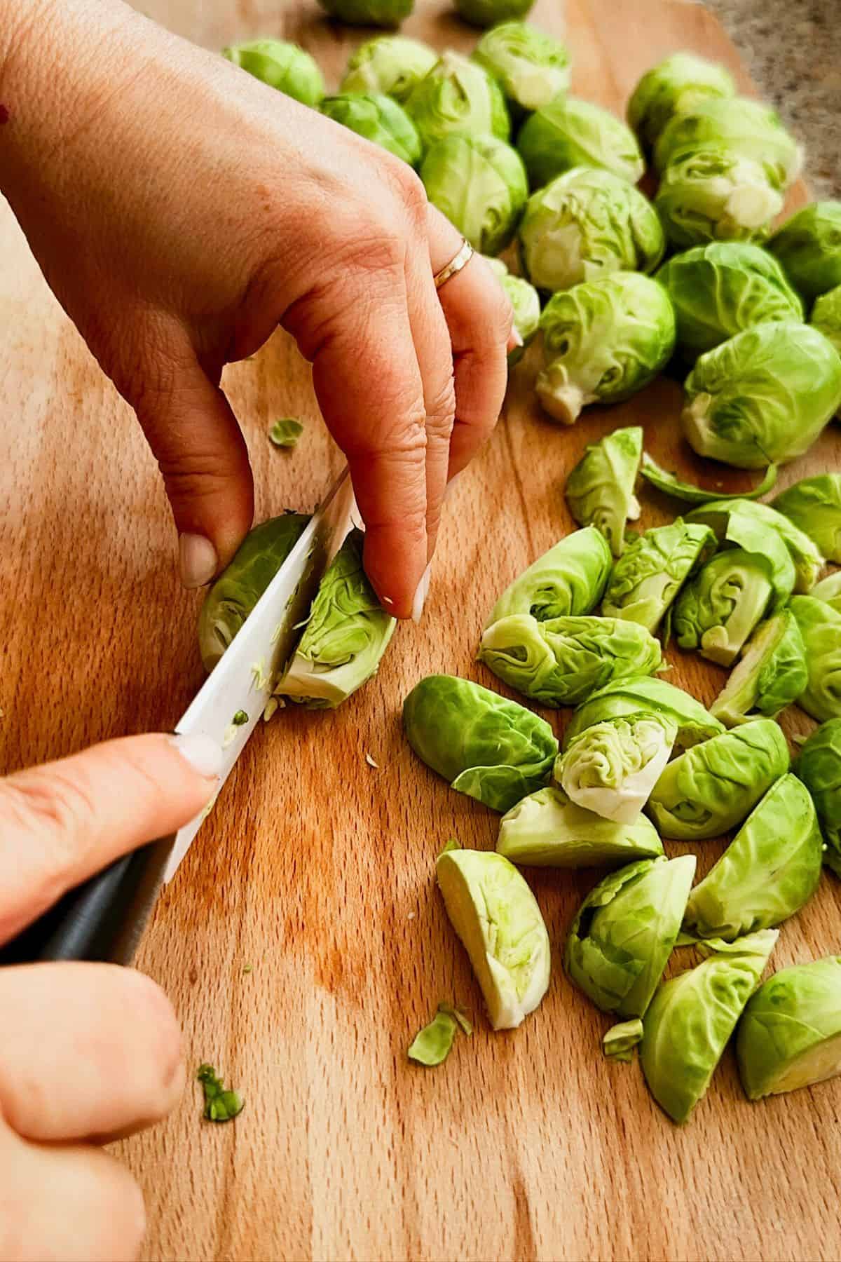 halving Brussels sprouts