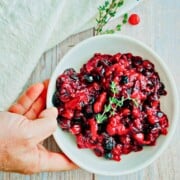 healthy vegan cranberry sauce in maple syrup