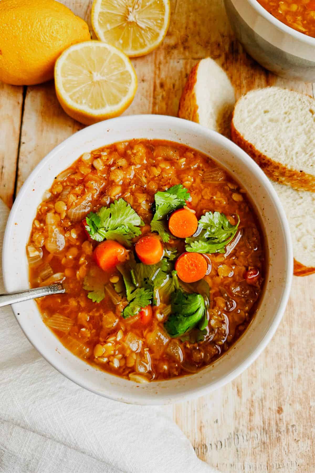 healthy vegan red lentil soup