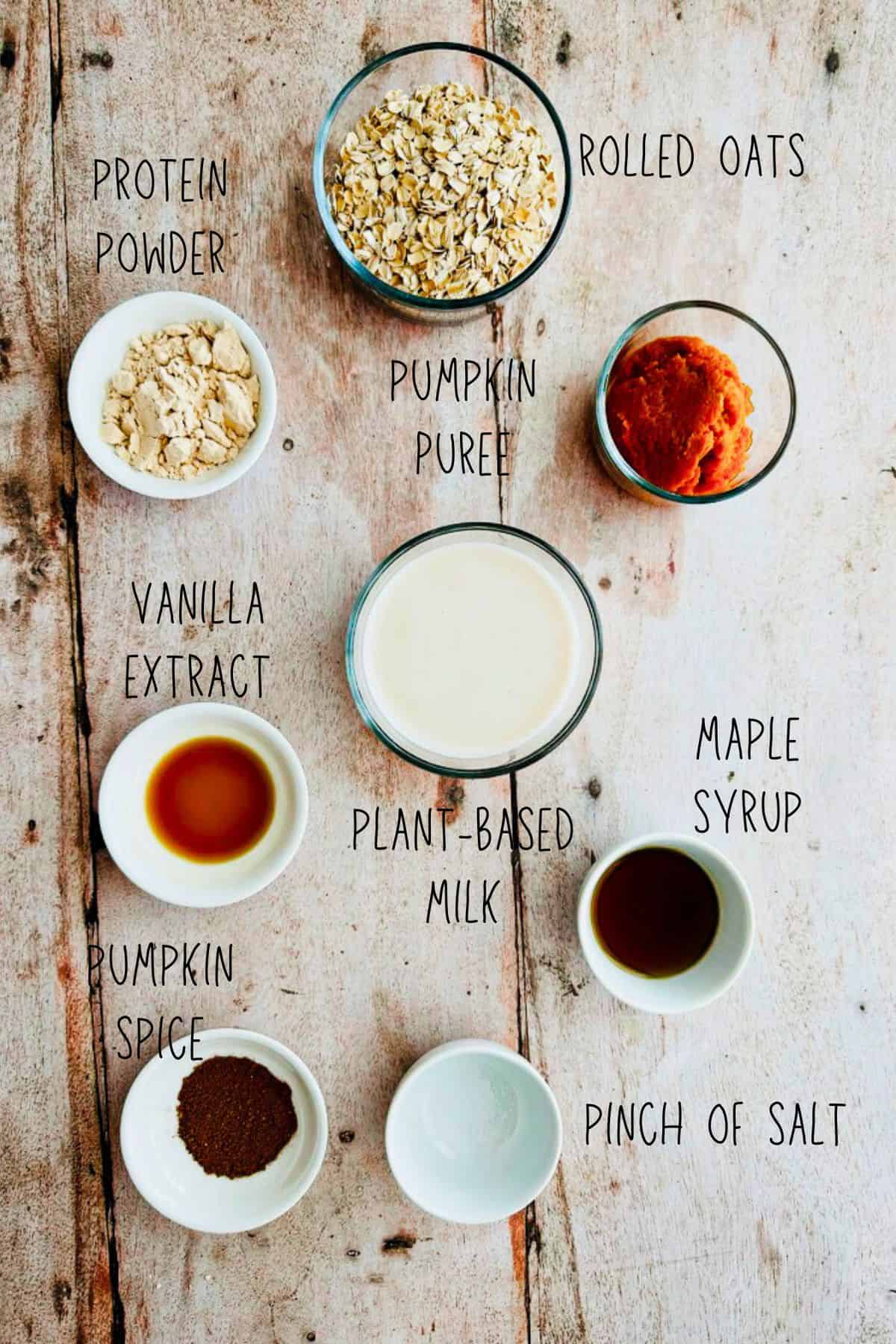 ingredients for high protein overnight pumpkin oats