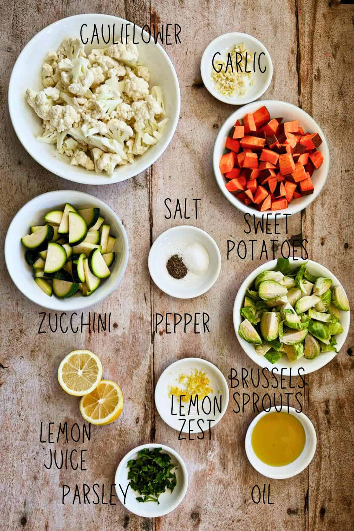 ingredients for roasted vegetable pan