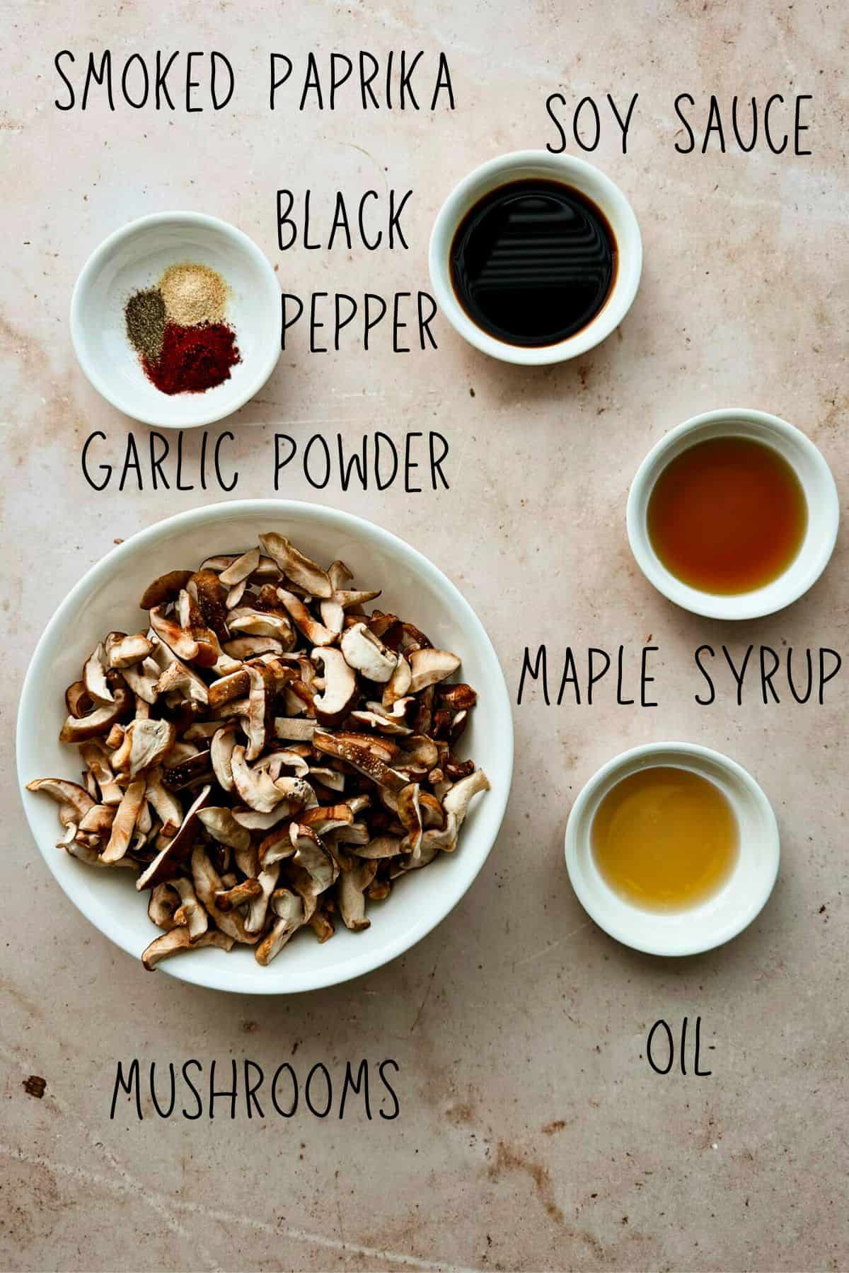 ingredients for smoky glazed mushrooms