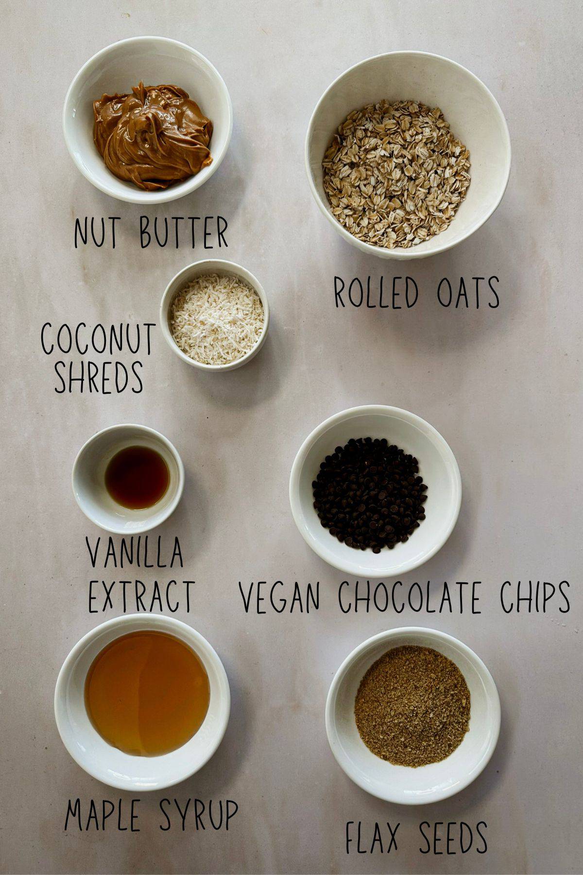 ingredients for vegan chocolate chip energy balls