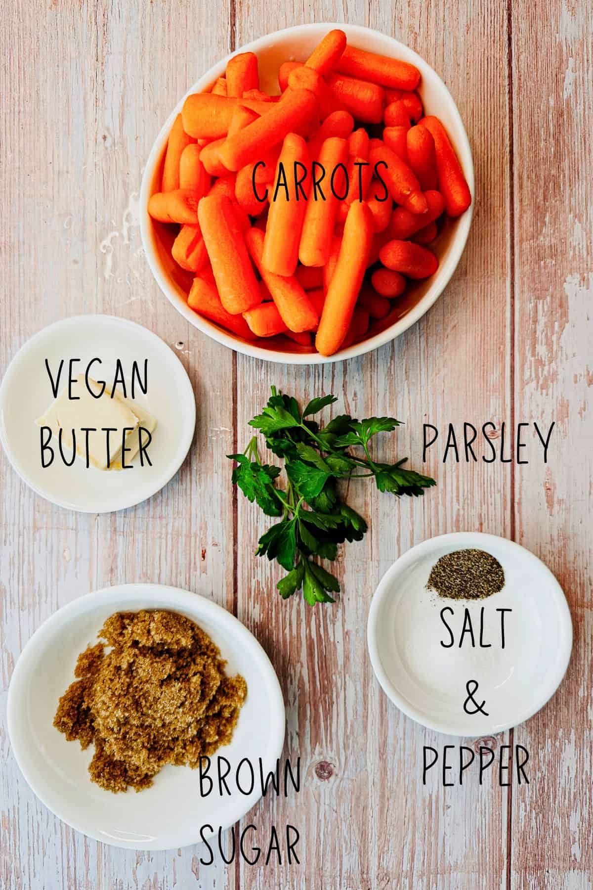 ingredients for vegan glazed carrots