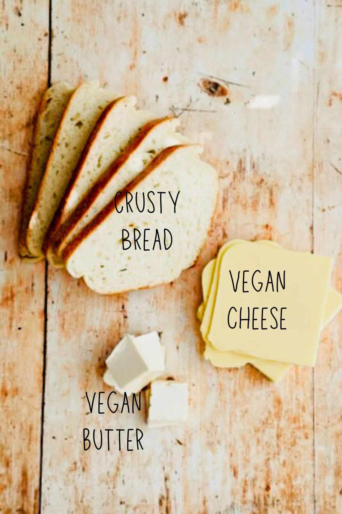 ingredients for vegan grilled cheese