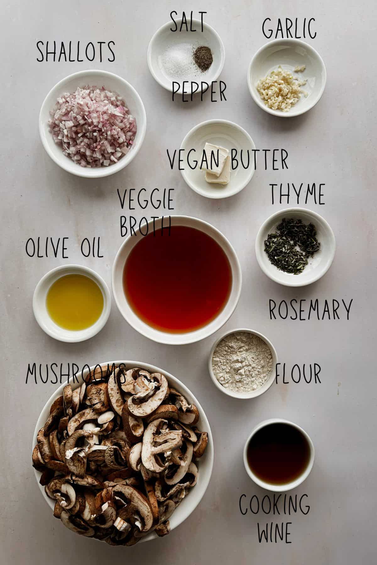 ingredients for vegan mushroom gravy
