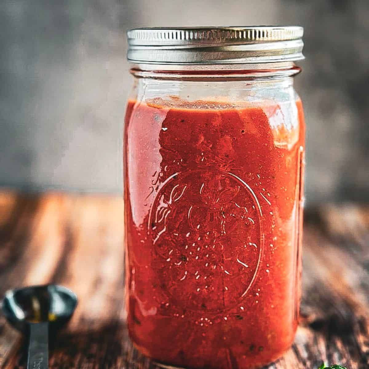 pizza sauce in a mason jar