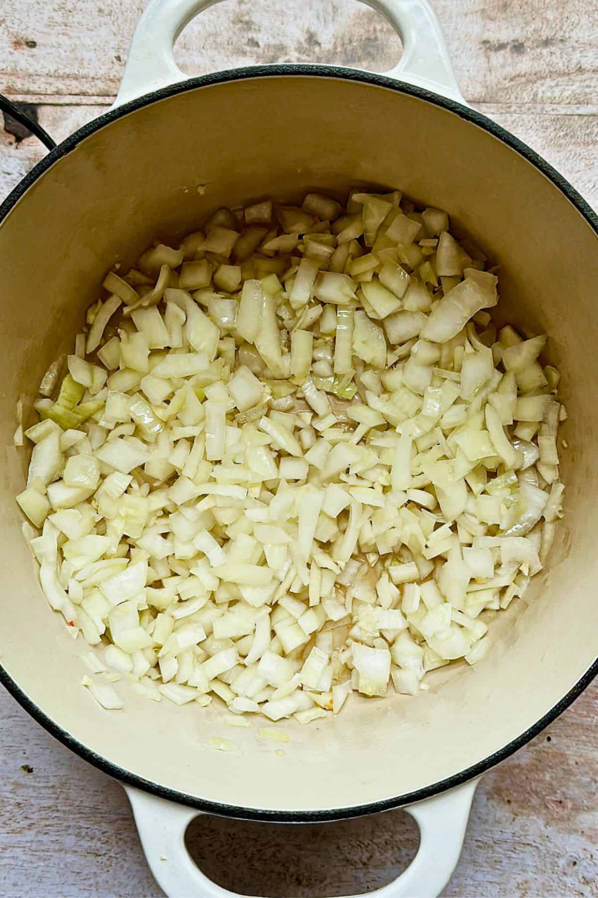 sauteeing onions and garlic