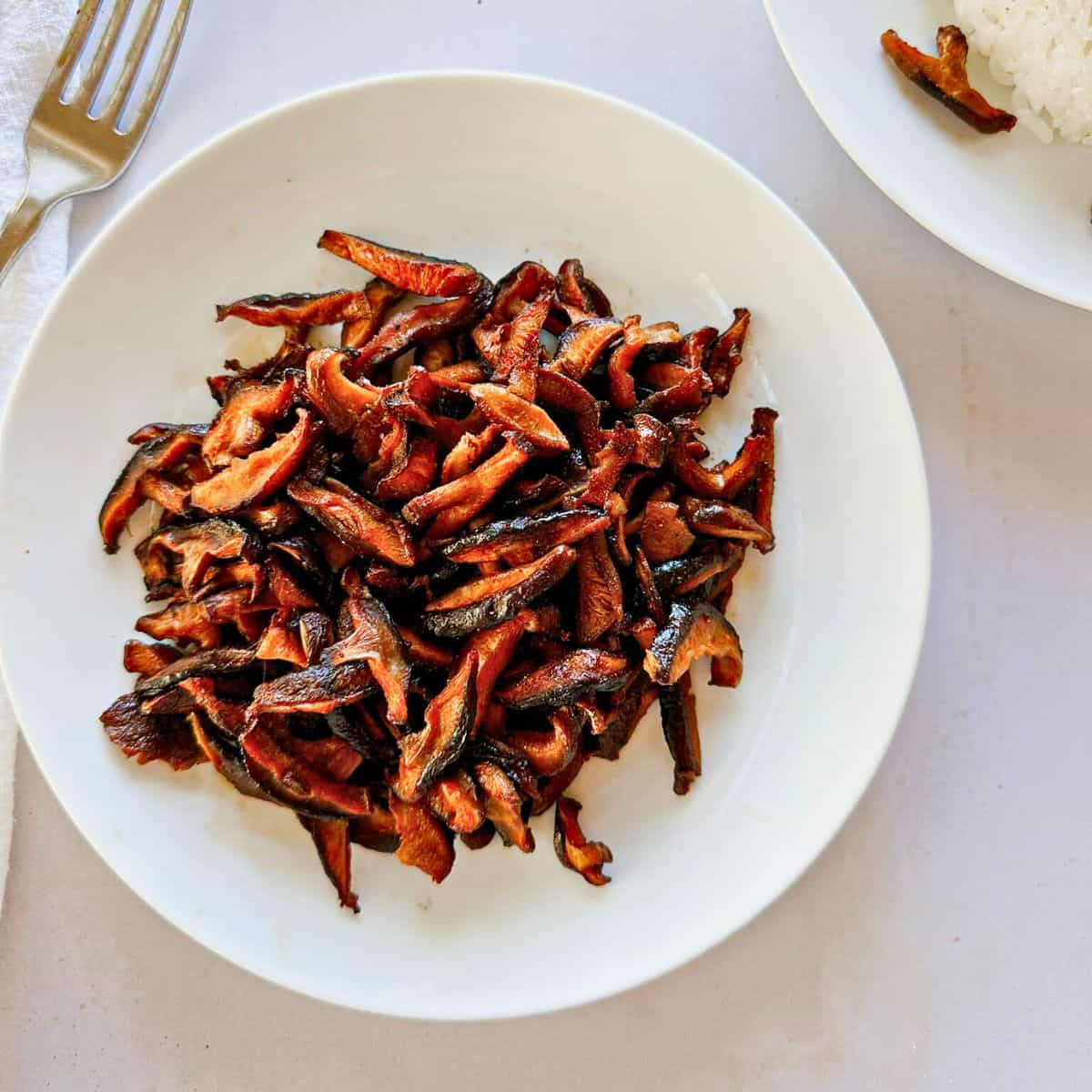 smoky glazed mushrooms on a plate