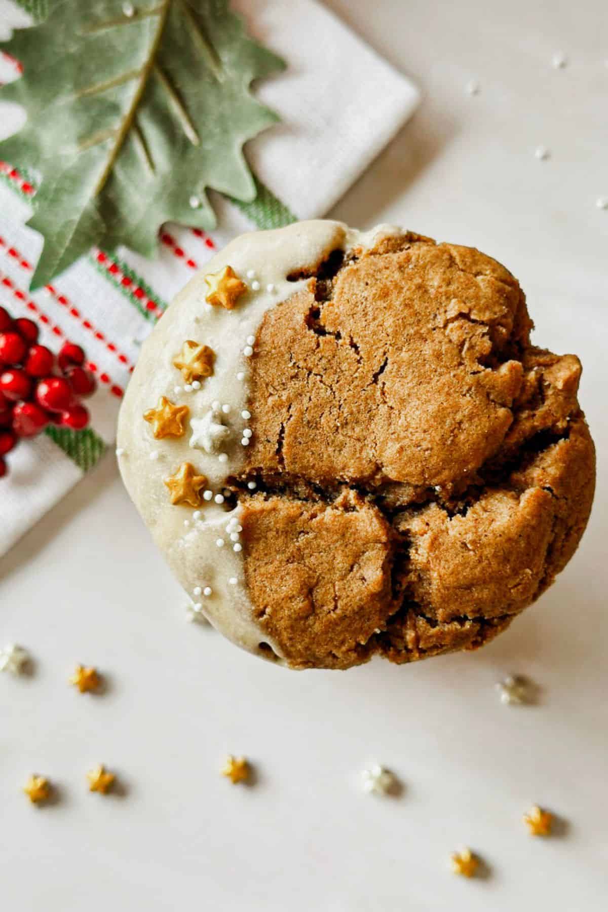 soft vegan gingerbread cookies with maple syrup glaze