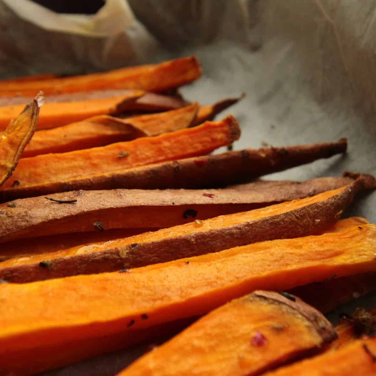 yams sliced into fries