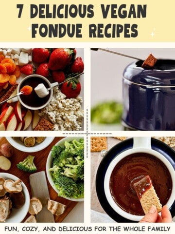 collage of 4 different fondue recipes.
