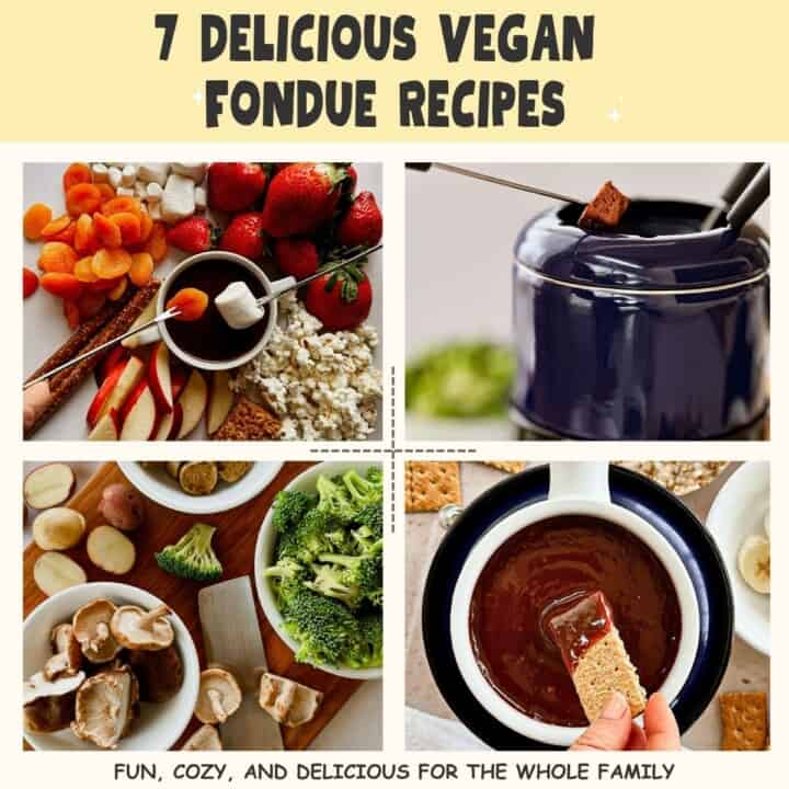 collage of 4 different fondue recipes.