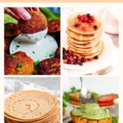collage of 4 red lentil recipes.