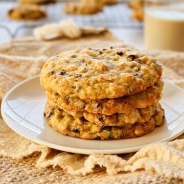 stack of cookies on a plate.