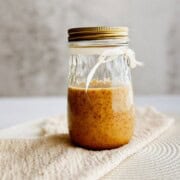 homemade Italian vinaigrette in a jar.