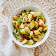 german potato salad in a bowl.