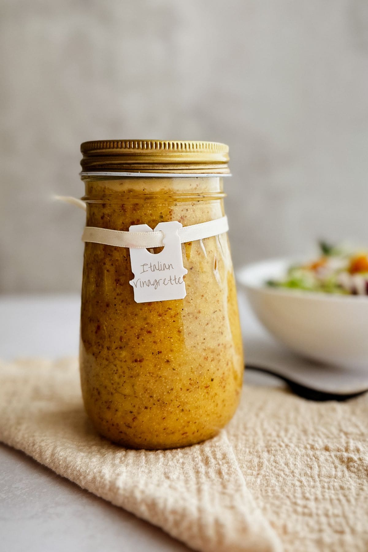 Italian vinaigrette in a jar.