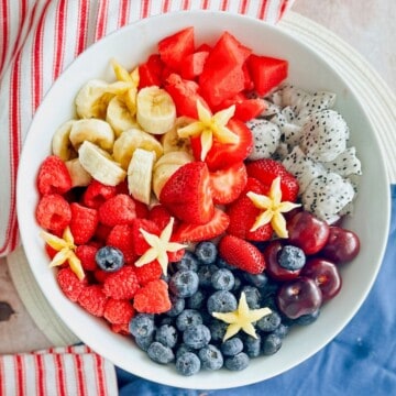 Red white blue fruit salad.