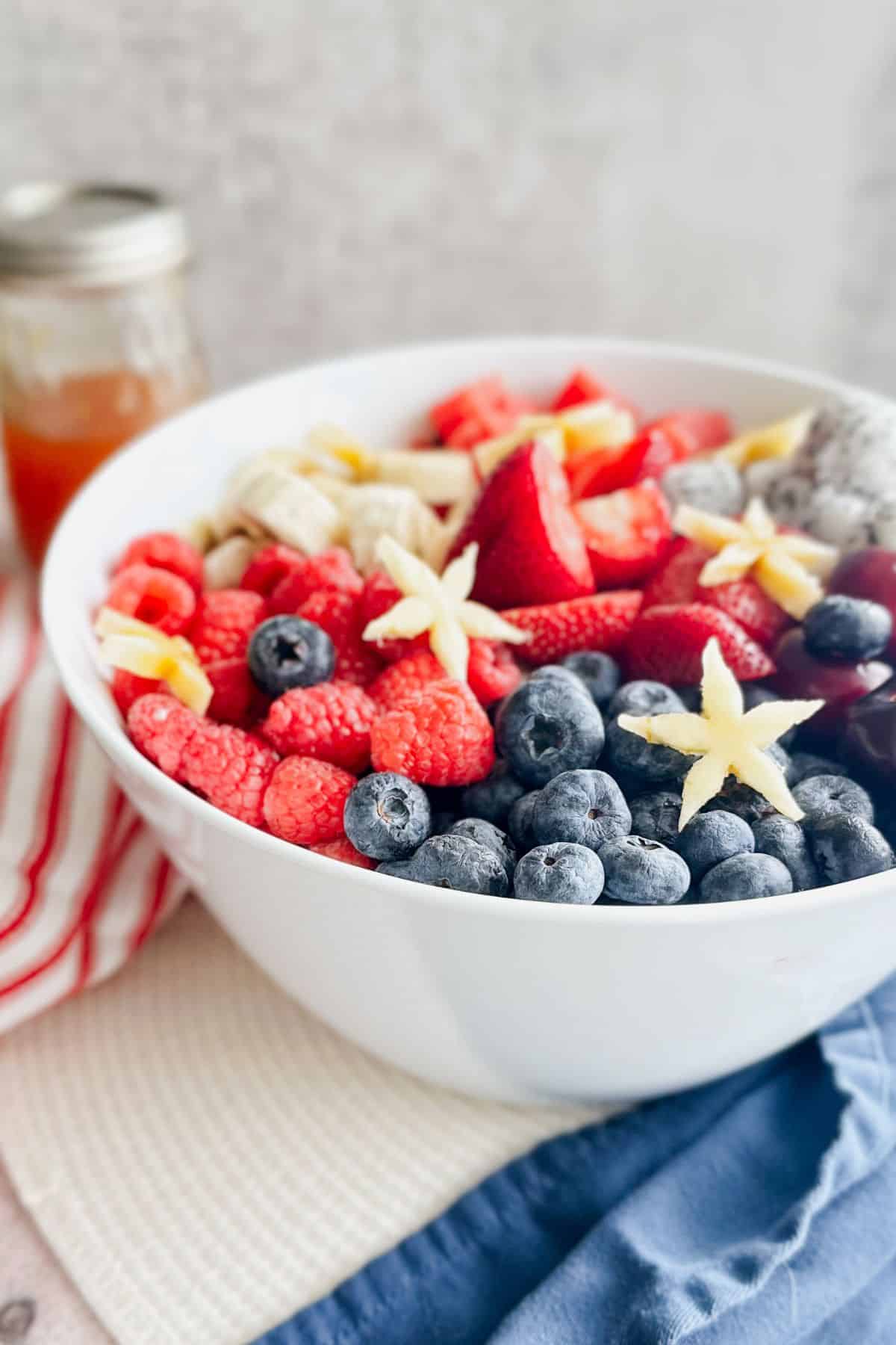 Red white blue fruit salad.